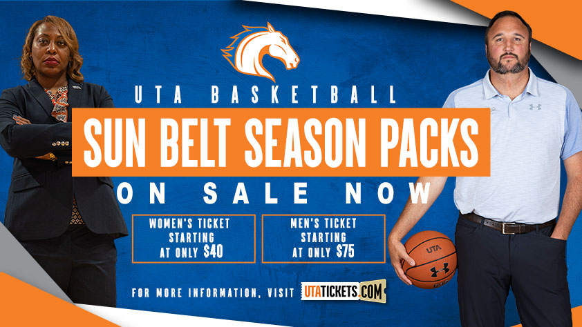Sun Belt Season Packs with images of Coach Ogden and Coach Wright